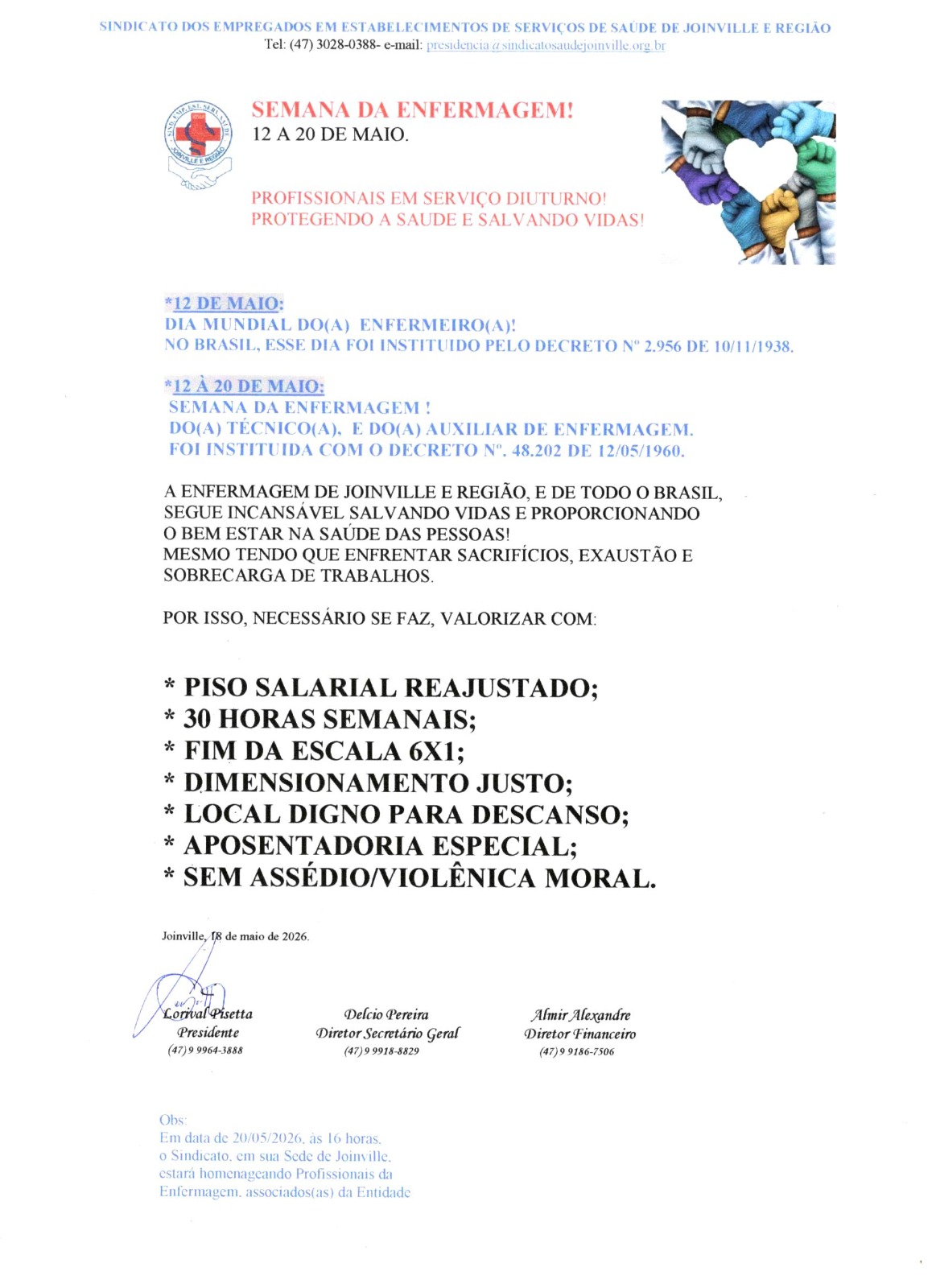 Semana da Enfermagem 12 a 20 de Maio